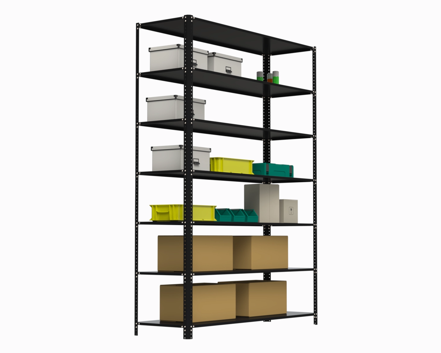 Стеллаж Metalex AIR 2200х1600х600 (7 полок) чёрный