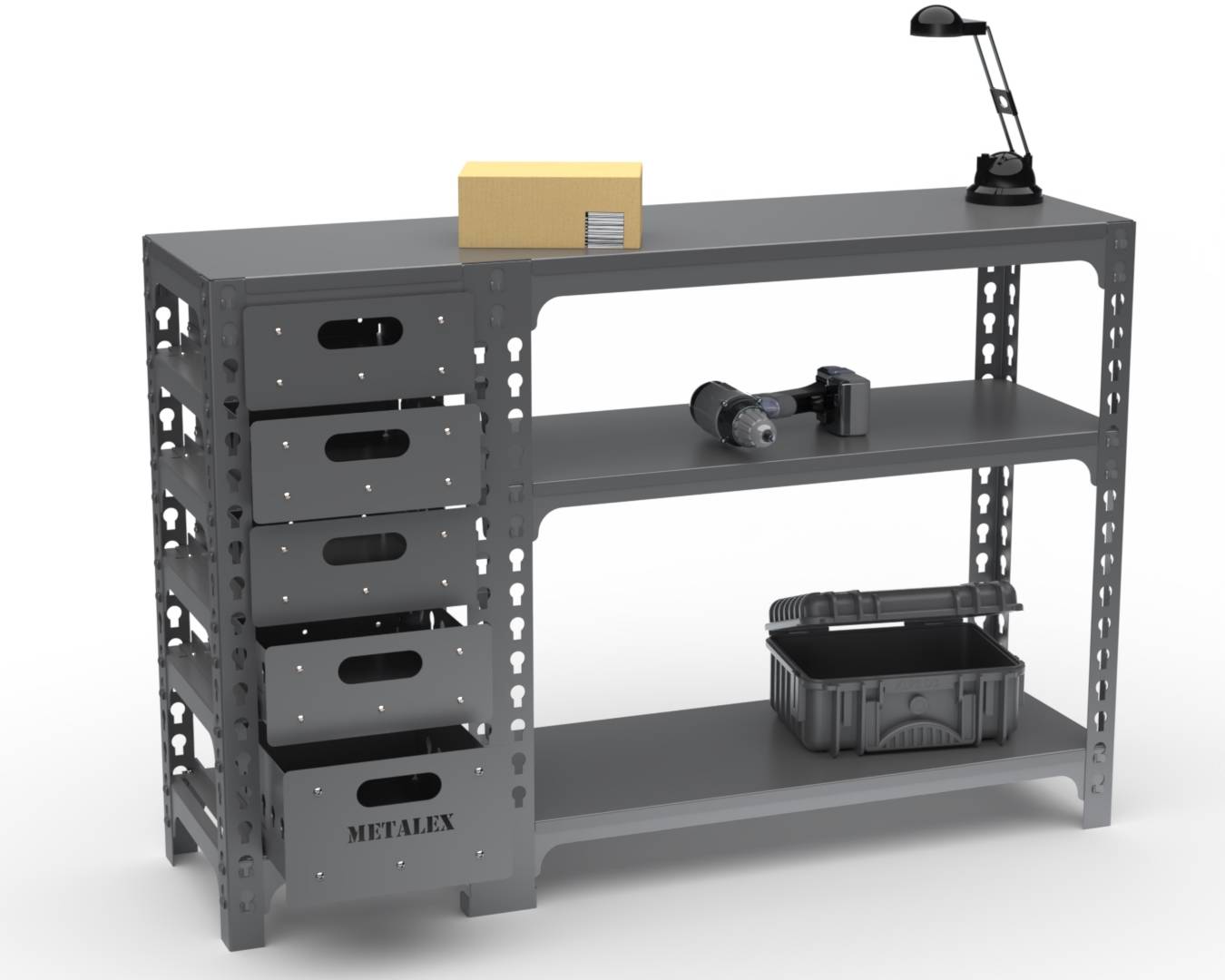 Стол-верстак Metalex c одной тумбой 950х1600х600  (серый)