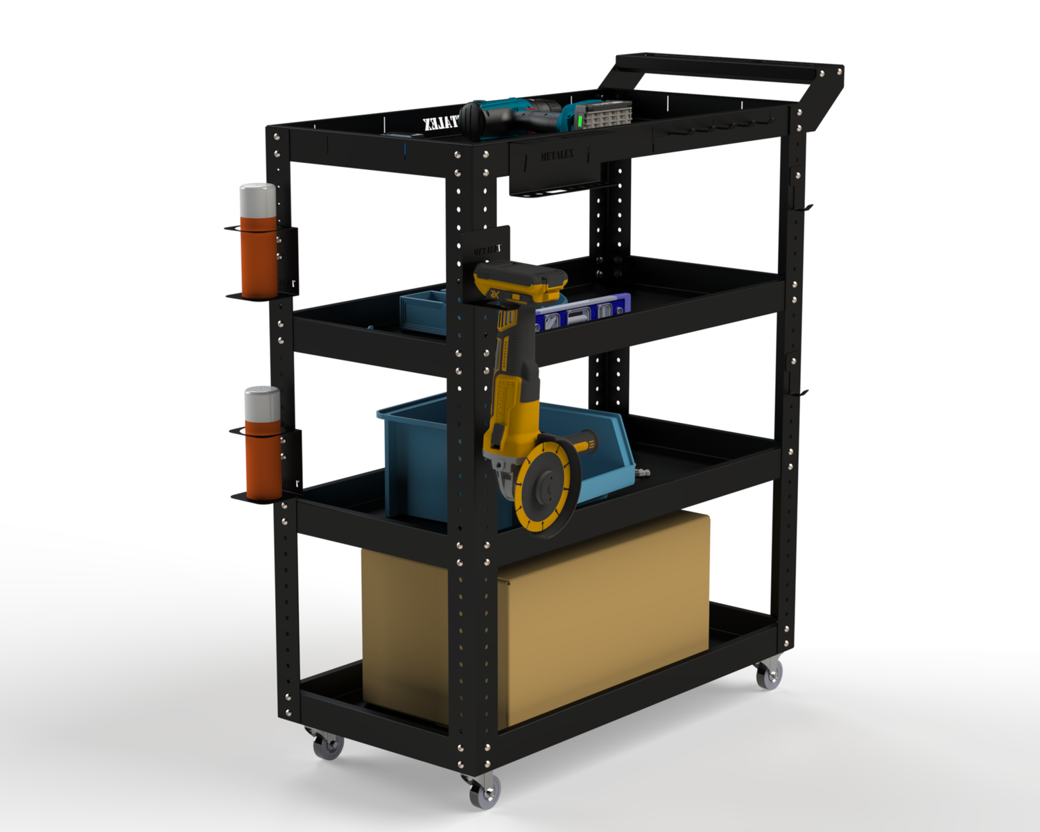 Тележка инструментальная Metalex Тип 1 900х450х950 4 полки (черный)